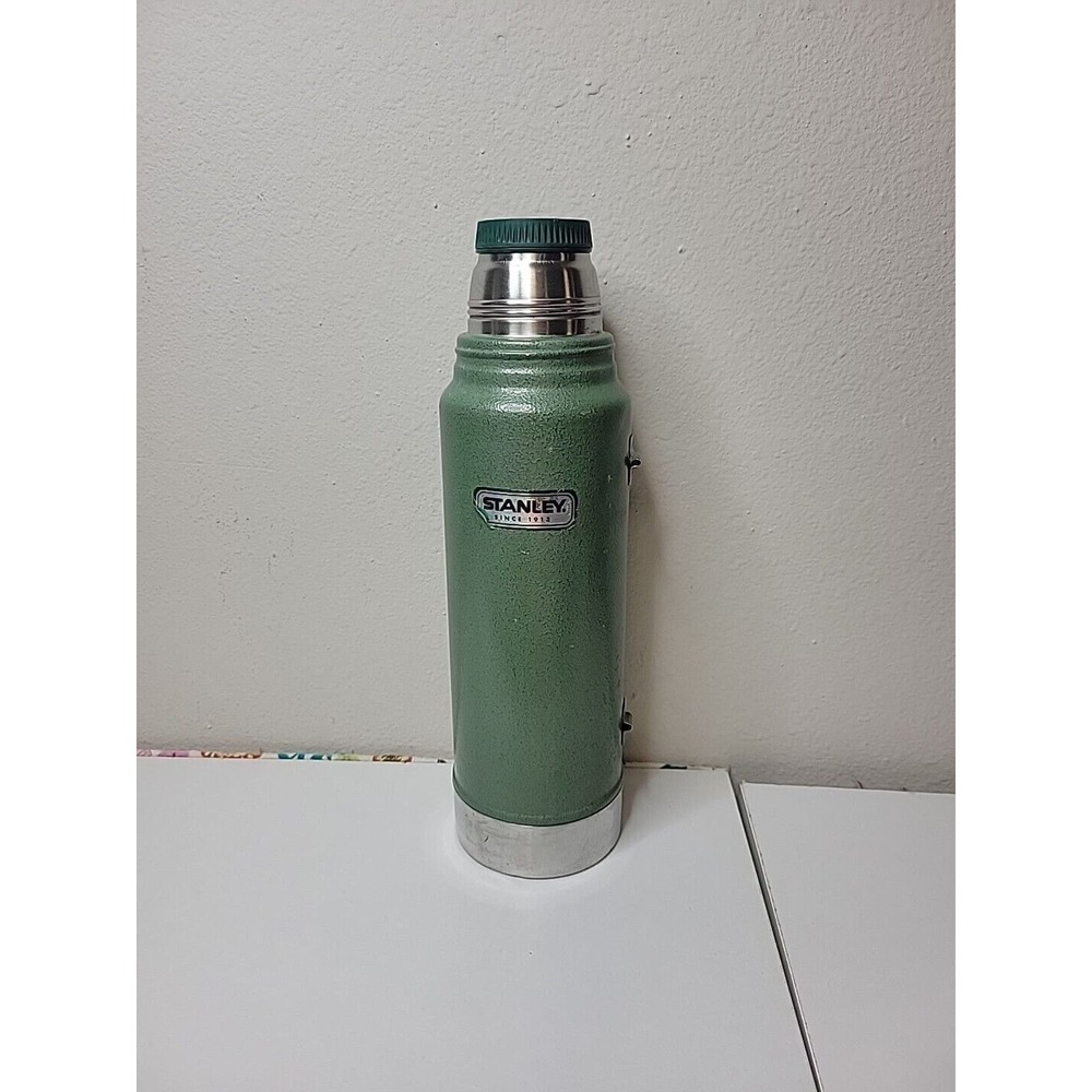 Vintage Aladdin Stanley Green Vacuum Bottle Thermos 1 Liter